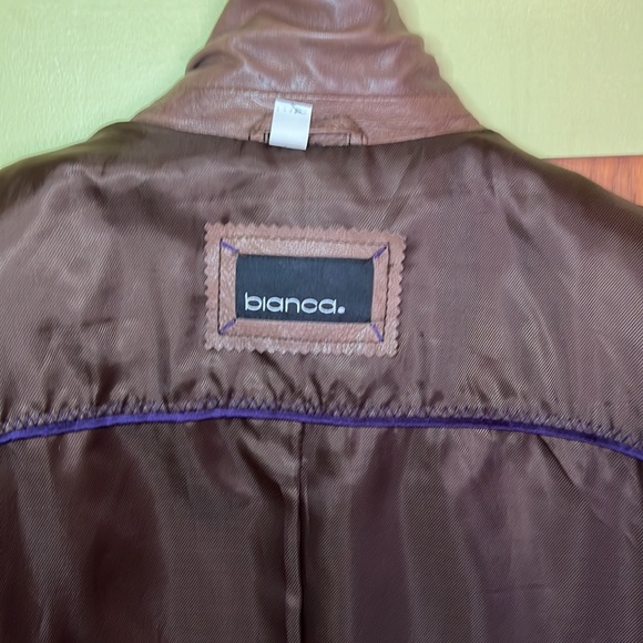Bianca. Leather Blazer Drk Tan/ light Brown 14 - Picture 7 of 9